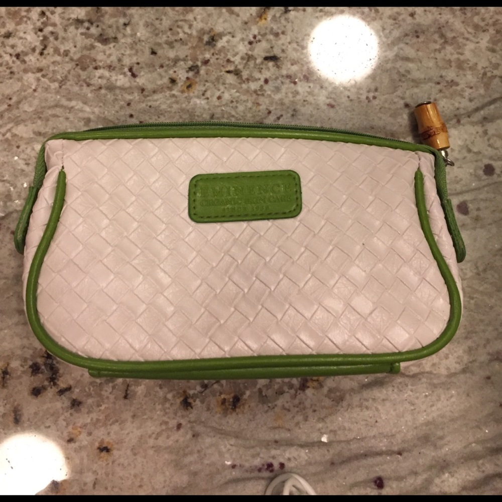 Eminence white and green makeup bag